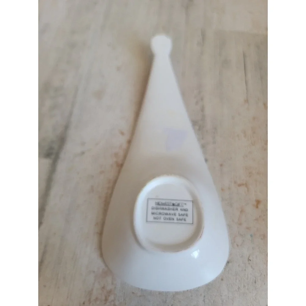 Santa Claus winking vintage spoon rest ceramic Xmas snowflake ceramic kitchen
